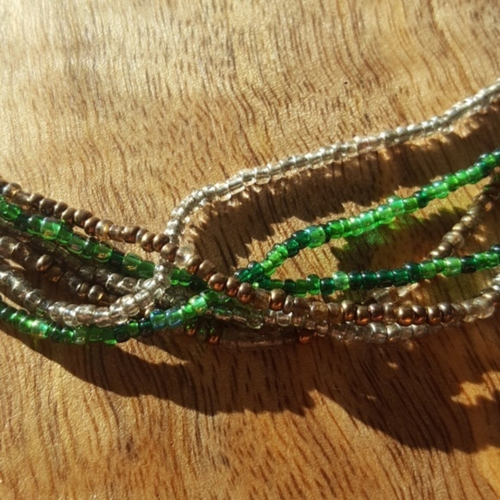 Brown and Green Beaded necklaces